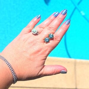 5 cts blue diamond earrings 14k gold over sterling silver